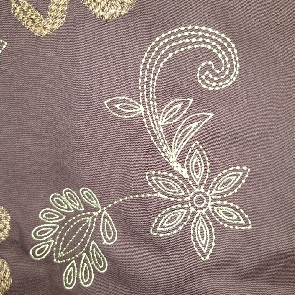Bechamel long A-line skirt embroidered floral denim Brown 12 - Picture 3 of 7